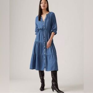 NWT Levi’s Denim Tiered Button-Down Dress size L